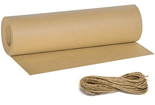 Kraftpapier Rolle, 30cm*30m Braun Packpapier Rolle Verpackungspapier Natürliches Recyclingpapier mit 20M Schnur Für Geschenkverpackungen, Bastelarbeiten, Diy Produktion, Dekoration, Etc