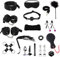 Sex Bondage Fesseln, 17 Stück BDSM Fetish Fessel-Set mit Handschellen Fußfesseln Verstellbare Träger, Premium Extrem SM Sextoysets für Paare Extremer Sex Liebhaber Einsteiger Schwarz