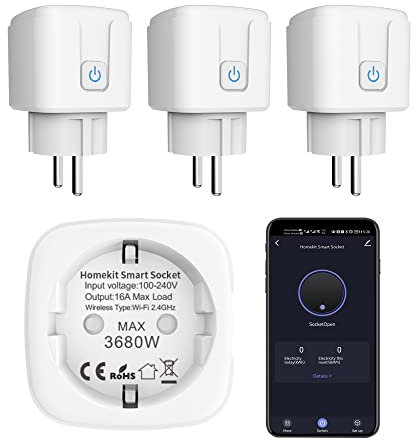 Smart Plug WiFi Steckdose:Intelligente Steckdose kompatibel mit Apple HomeKit, Siri, Alexa, Google Assistant, Sprach- und App-Fernbedienung, WiFi-Stecker mit Timer/Zeitplan (4-Pack)