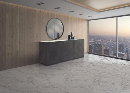MARCA DESIGN - Modernes Sideboard mit 3 Türen für Wohnzimmer, Küche, Eingangsbereich - Anrichte aus Melaminholz 200 x 50 x 97 cm - Anrichte mit Stahl-Finish und Marmor-Effekt