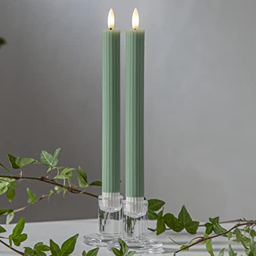 LED Stabkerze Flamme Stripe 2er-Set aus Wachs
