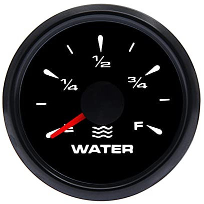 KAOLALI Universal Water Liquid Level Gauge 52mm/2in Pointer Water Tank Level Gauge 9-32V DC Water Level Gauge Meter Indicator with 8 Color Backlight for Boat Marine RV(Black)