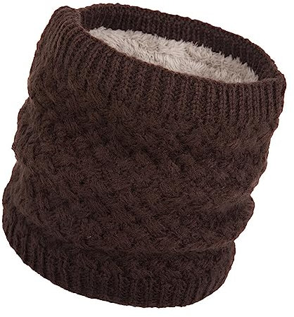 ihreesy Winter Halsschlauch Herren Damen, Unisex Gestrickter Schal Winter Loop Strickschal Dicker Fleece Gefütterter Halstuch Schlauchschal Winddichte Halswärmer Kaltes Wetter Nackenwärmer,Braun