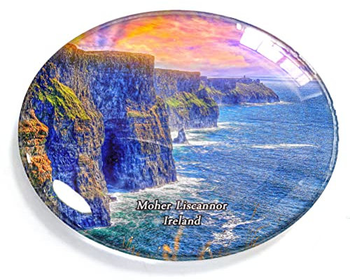 Moher Liscannor Irland Magnet für Kühlschrank, Gefrierschrank, Souvenir, Dekorationen, oval, Kristallmagnet, Küche, Whiteboard