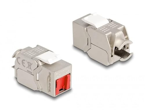 Keystone Modul RJ45 Buchse zu LSA Cat.6A werkzeugfrei mit roter Staubschutzkappe