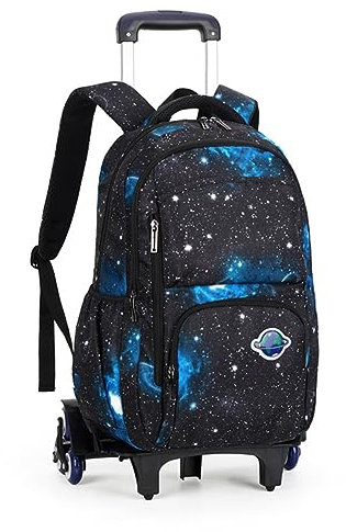 CONSIELI Trolley Rucksäcke Mädchen Jungen Schultaschen Schulranzen Wasserdicht Schulrucksack Schultrolley Studenten Rucksack für Grundschüler mit Sechs Rollen Schwarz