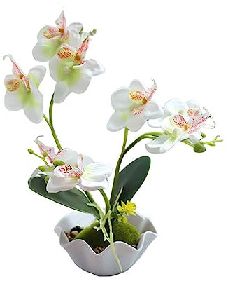 AUklOPVZZ Reemplazo de Plantas Falsas de Tela ABS, simulación vívida Decorativa, hogar, café, Restaurante, decoración de macetas Artificiales, Blanco