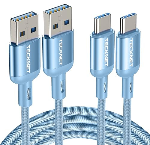 TECKNET USB C Fast Charging Cable, 2 Pack 2M 3.3A Nylon Braided Type C Cable for iPhone Samsung Galaxy S22 S21 S20 Google Pixel Xiaomi Sony Xperia and more
