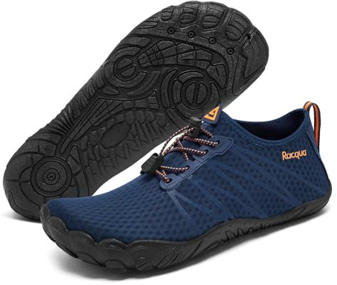 Racqua Wasserschuhe Damen Aquaschuhe Herren Strandschuhe Atmungsaktiv Schwimmschuhe Badeschuhe Damen Schnelltrocknend BarfußSchuhe Leichte Surfen Blau EU 42