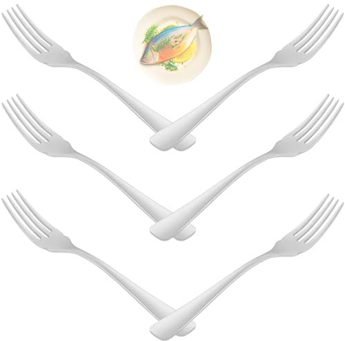 Fourchette à poisson 6 pieces acier inox durable et brillant Conception ergonomique et facile a nettoyer