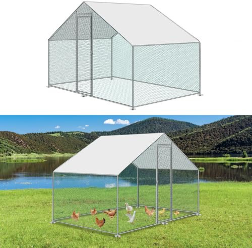 Hebitod Hühnerstall 3 * 2 * 2m Metall Hühnerkäfig Freilaufgehege mit Dachplane Schloss, Heimtiergehege Kaninchenstall Kleintierhaus Hasenstall