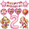 Hund Luftballon Geburtstag Deko 2 Jahre, Kinder Geburtstagsdeko Rosa, Dog Deko Kindergeburtstag für 2 Jahre Mädchen, Folienballons mit Happy Birthday Banner 2. Geburtstag Partydeko