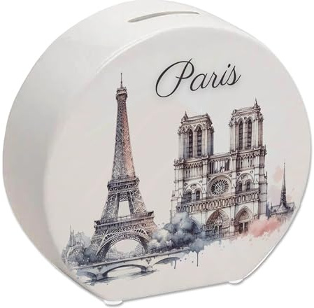 Wahrzeichen Paris Spardose Eiffelturm Louvre Design Notre-Dame Ansicht Sacré-Cœur Dekor Triumphbogen Motiv Montmartre- Panthéon-Optik