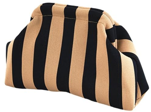 DIHKLCIO Gewebte Damen-Handtasche für den Sommer, Strand-Clutch, Clutch, Clutch, gerüscht, Wolken-Geldbörse, lässig, Colorblock-Tasche, Schwarz-Gelb, 30*20*10cm/11.6*8.2*3.9in