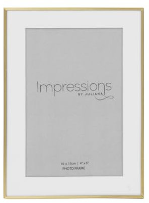 pf+a Brushed Brass fine Gold Photo Frame - 6x4 Gold Frame - 6x4 inch Picture Frame - Aluminium Metal