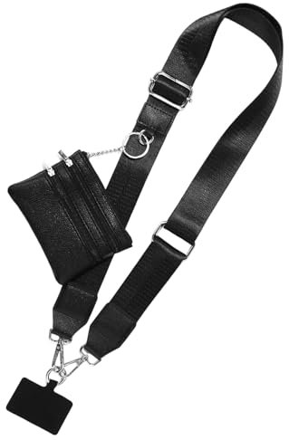 lasuroa Phone Strap Crossbody with Pouch, Clip and Go Mobile Phone Lanyard Cross Body with Wallet Hands-Free Cell Phone Neck Case Chain Holder for Outdoor Sport Exercise Shopping Daily Activity
