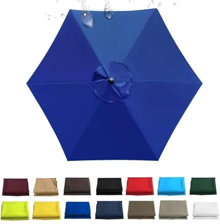 Rechange Toile de Parasol de Jardin 2m 2.3m 2.5m 2.7m 3.0m Dessus de Parapluie de Remplacement pour 6 Ribs 8 Ribs, Bâche De Remplacement Toile de Rechange pour Parasol(Ww1,6 Ribs- 8.8 FT 270 cm)