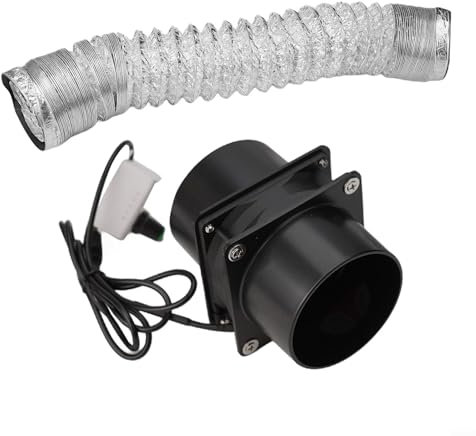 LVYXON Duct Exhaust Air Ventilation Fan, Portable Extractor Fan With Duct Hose USB Adjustable DIY Ventilation Fan, For Home Kitchen (With 300cm pipe)