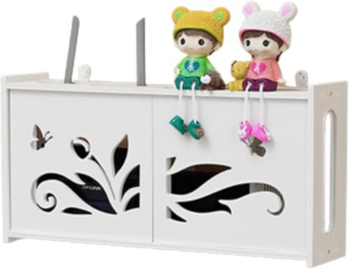 SYLUOQP Home Wand Router Aufbewahrungsbox Weiß, WLAN Router Regal Wandmontage, Router Box Aufbewahrung Wandhalterung, Wandbehänge TV Kabel Verstecken Box, Router Organizer Kabel Boxen,B