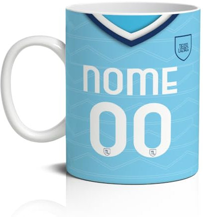 Tazza Tifoso Calcio Serie A Grafica Maglia Tifoso Milanista Interista Romanista Personalizzata con nome e numero Misura 23x11 in Ceramica Sublimatica (Tifoso Lazio)