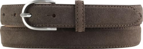 BELTINGER Damen-Gürtel aus Veloursleder 2,5 cm | Velour-Ledergürtel für Damen 25mm | Wildleder-Gürtel mit runder Gürtelschließe | Dunkelbraun 80cm