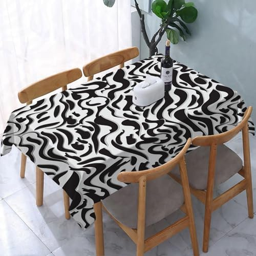 YOIUE Tischdecke Abwaschbar Rechteckig,137x183cm,Polyester Tischtuch Tafeldecke Ornamente Schmutzabweisend Pflegeleicht,Trendy Mix aus Tierhautdrucken, Zebrasafari, Afrika, nahtloses Muster, Vektorde