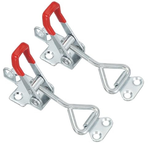 PATIKIL Toggle Latch Clamp 4001 Style, 2 Pcs Carbon Steel Adjustable Toggle Clamps Quick Release Smoker Pull Hasp Latches with Lock Hole 220Lbs Bearing for Box Lid Jig, Silver