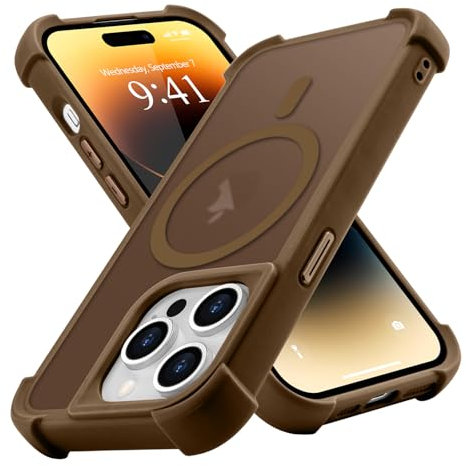 Micoden Magnetic Case for iPhone 14 Pro Max,Compatible with Magsafe,4 Corner Reinforced Protection Airbag Drop Protective Phone Case,Anti-Fingerprint Translucent Matte,Slim Shockproof Cover-Gold
