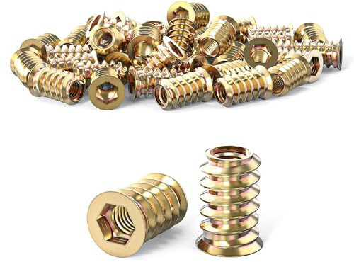 Wavanta 20Pcs Threaded Inserts Nuts, M8 x 20mm Threaded Inserts for Wood, Hex Socket Drive Screw Insert for Wood Furniture, Cabinet