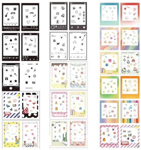 XUZOPIM 32 Stück Foto-Bordürenaufkleber Film Fotorahmen Aufkleber Schöne Mini-Fotofilm-Aufkleber Mini Film Spaß Sticker Für Fujifilm Instax Mini 9/8/7S/70/26/50S/90 Kamera Film Polaroid Kamera Foto