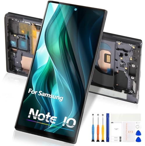 LCD Display Compatible with Samsung Galaxy Note 10 for Samsung Note 10 SM-N970 LCD Touchscreen Screen Digitizer Glass Assembly + Repair Tools (Black with Frame)