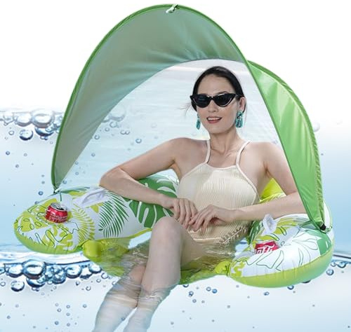 Piscina gonfiabile Float – Piscina gonfiabile con baldacchino, con supporto per tazze, ergonomica, sedia ad acqua, per uomini e donne, nuoto all'aperto, estate, spiaggia