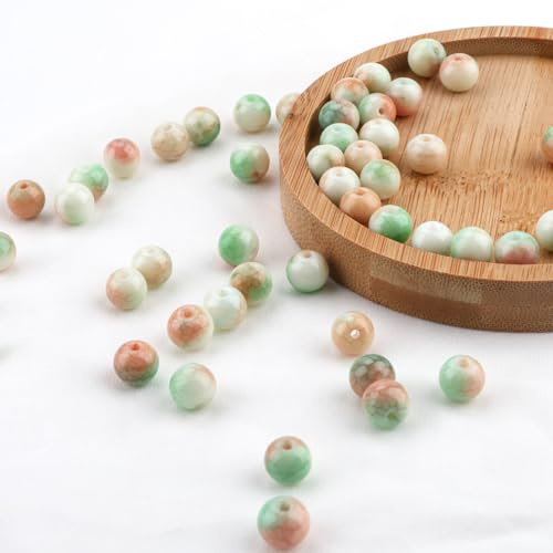 msymsyu Edelsteinperlen 8 mm Glasperlen 100 Stk Kristall Perlen Farbe 2 | Runde Lose Perlen mit Löchern für DIY Armbänder Halsketten Schmuckherstellung Steinperlen Ideale Wahl für Feste und Feiern