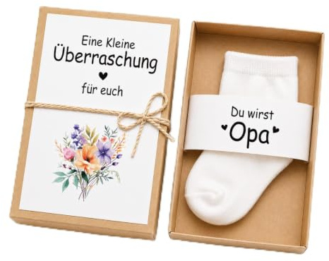 TUZELIYA Geschenkbox zur Schwangerschaftsverkündung - mit Babysöckchen | Personalisierte Schwangerschaft Verkünden - Du wirst Oma, Opa, Tante oder Onkel, Perfektes Baby Geschenk