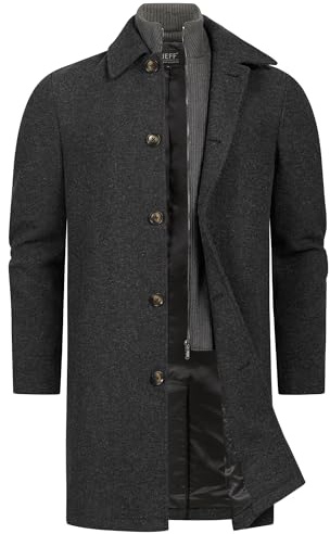 JEFF Herren JFTyler Klassischer Herrenmantel Winterjacke mit Strickeinsatz | Eleganter Herrenmantel im zeitlosem Design, Wintermantel, Businessmantel, Parka, Übergangsmantel, Wollmantel für Männer