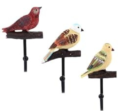 3 Vogel Stück aus Kleiderhaken Kunstharz und Eisen für Wandaufhängung | Bunte Cartoon Vogeloptik, Stabile Hakenleiste für Handtücher und Schlüssel, Platzsparend