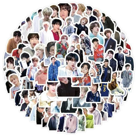 AXOBOG Pack of 100 BTS Stickers Pack Kpop BTS Sticker Set Waterproof Vinyl Sticker for Laptop Children Cars Motorcycle Bicycle Skateboard Luggage Suitcase Computer Sticker Graffiti Decal