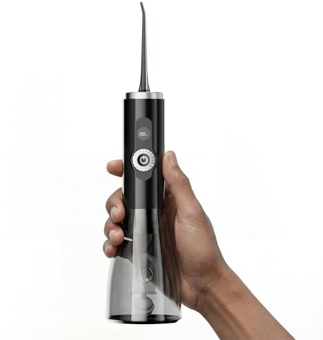 SEESMILE Water Flosser Teeth Picks, 100 Power Levels (150-PSI Variable Pressure) Cordless Floss for Tooth Cleaning and Flossing, 300ml Capacity Electric Floss Water-Pik Oral Irrigator for Adults Black