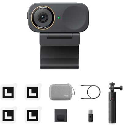 Insta360 Link 2C Pro Get Set Bundle – 4K Webcam for PC/Mac, 1/1.3” Sensor, Low-Light, Auto Framing, HDR, Directional Noise-Canceling Mics, Supports Stream Deck, Zoom, Teams, Twitch for Streaming