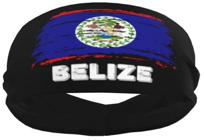 Belizeanische Flagge 1 Damen Herren Haarband Leicht Stirnbänder Weich Schweißband Für Laufen Yoga Wandern
