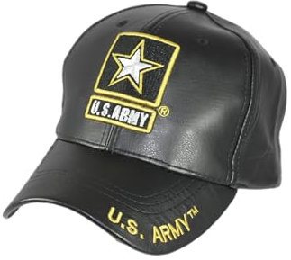 amara-global Kunstleder Baseball Cap Military Star Navy Seal USMC Marine Dog (US Army Star SCHWARZ)