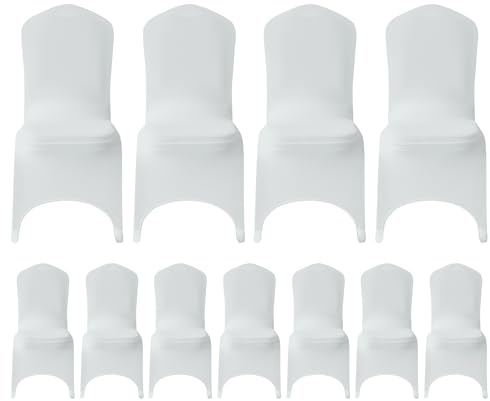 WedDecor 10pcs White Wedding Chair Covers Spandex Stretch Slipcovers