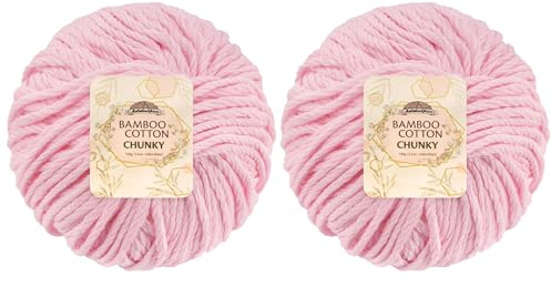 JubileeYarn Bamboo Cotton Chunky Yarn - 100g/Ball - Primrose Pink - 2 Balls