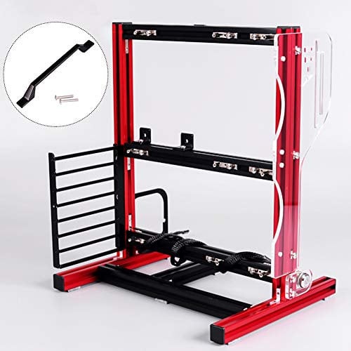 Kafuty PC Computer Case ATX/M-ATX/ITX Open Chassis Vertical Overclocking Open Aluminum Frame Chassis Rack with Handle Good Heat Dissipation(Red)