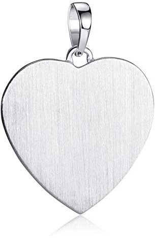 MATERIA Herz Anhänger groß gravierbar - 925 Sterling Silber Gravurplatte Dog Tag matt in Box KA-458-Ohne Gravur