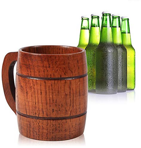Fictory Bar Timbale-1Pc pratique en bois Bière Lait Café Tasse de thé à la main Accueil Bar Timbale avec poignée