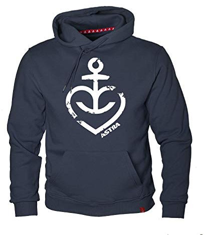 ASTRA Hoodie Herzanker Unisex, bequemer Pullover mit Kapuze, Cooler Kapuzen-Pulli mit Aufdruck, für Damen & Herren, Navy- Sweater aus St.Pauli (XL)