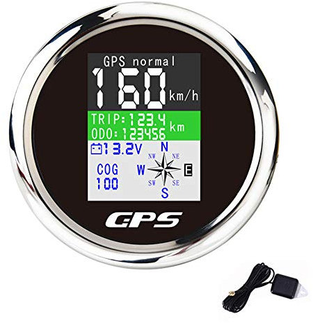 KAOLALI GPS Tachometer Geschwindigkeitsmesser Kilometerzähler 85 mm Rostfreie IP67 Wasserdichte Digitale Geschwindigkeitsmesse für Auto Boot