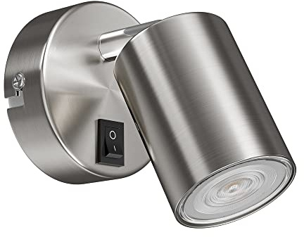 ledscom.de Wall spot WAIKA, Single Light, with Switch, GU10, Chrome matt, incl. GU10 LED, PAR16, Warm White, 6,05W, 374lm, 70°, 3-Level dimmer