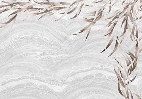 wandmotiv24 Fototapete Zweige Blätter mediterran, XXL 400 x 280 cm - 8 Teile, Wanddeko, Wandbild, Wandtapete, Olivenbaum Marmor Steinwand M6272